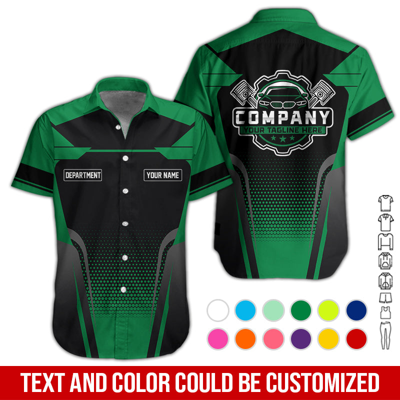 Blisscorners Personalized Name Mechanic Shirt, Mechanic Shirt in Green, Gift Idea for Auto Technicians, Best Custom Mechanic Shirt