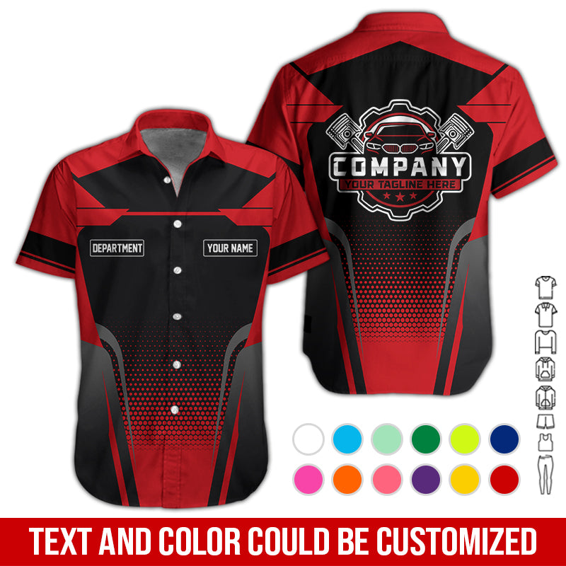 Blisscorners Personalized Name Mechanic Shirt, Mechanic Shirt in Red, Gift Idea for Auto Technicians, Best Custom Mechanic Shirt