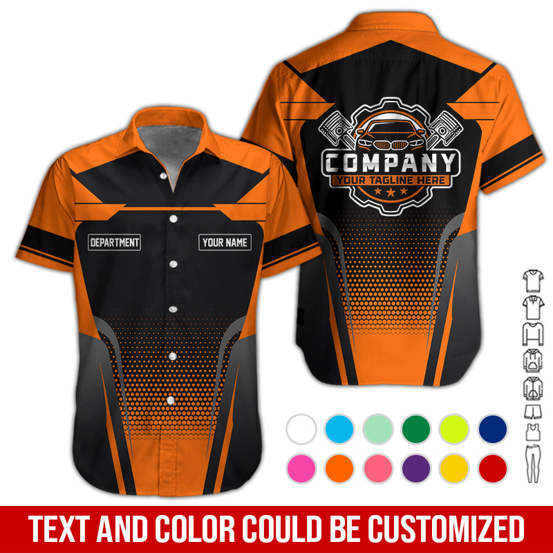 Blisscorners Personalized Name Mechanic Shirt, Mechanic Shirt in Orange, Gift Idea for Auto Technicians, Best Custom Mechanic Shirt