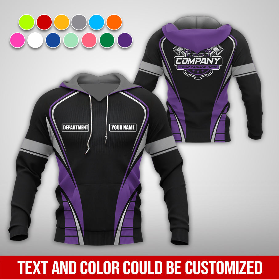 Blisscorners Personalized Mechanic 3D Print Shirt, Purple Mechanic Work Shirt, Gift Idea for Auto Technicians, Comfortable Fit for Men and Women