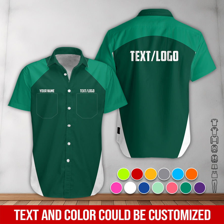 Blisscorners Custom Name Mechanic Shirt in Green, Unisex Work Shirt for Car Technicians, Great Gift for Him, Available in Sizes S to 5XL