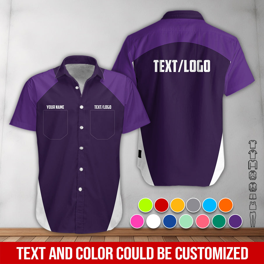 Blisscorners Custom Name Mechanic Shirt in Purple, Unisex Work Shirt for Car Technicians, Great Gift for Him, Available in Sizes S to 5XL