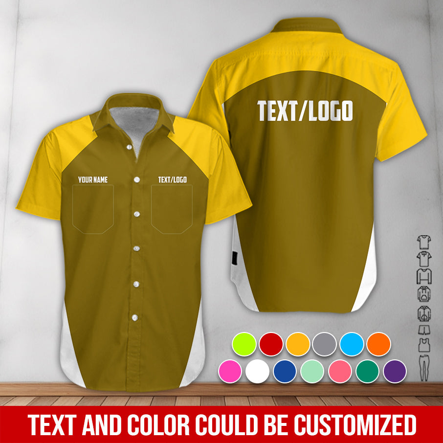 Blisscorners Custom Name Mechanic Shirt in Yellow, Unisex Work Shirt for Car Technicians, Great Gift for Him, Available in Sizes S to 5XL
