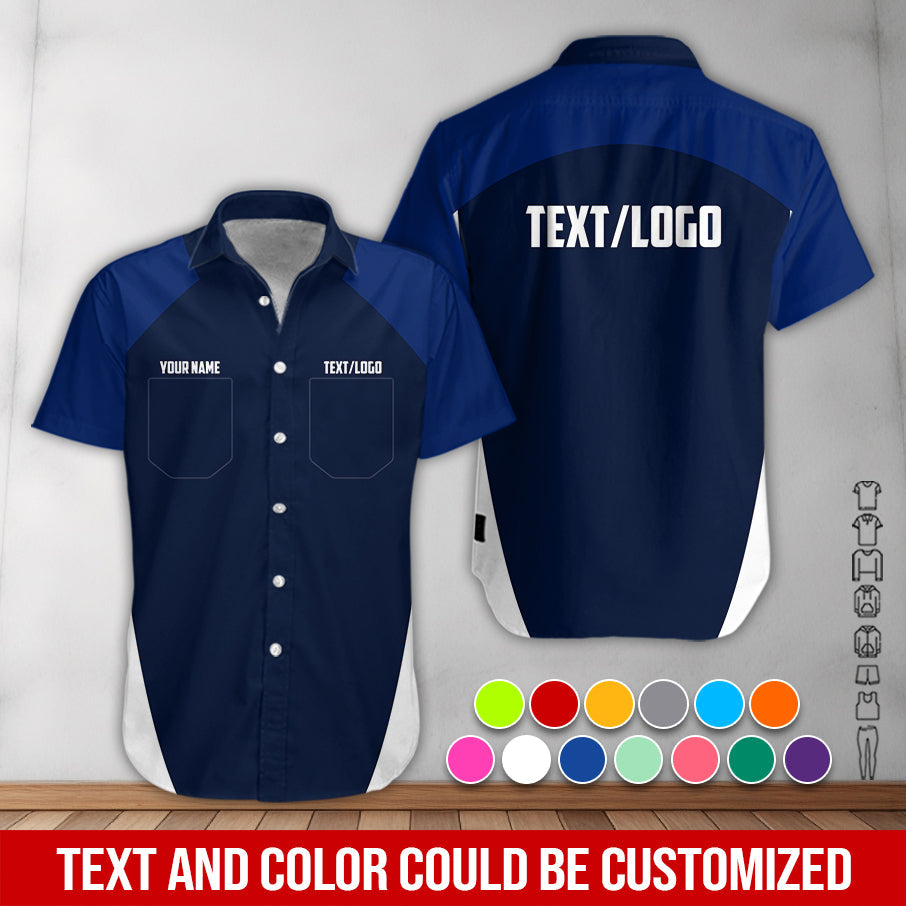 Blisscorners Custom Name Mechanic Shirt in Navy, Unisex Work Shirt for Car Technicians, Great Gift for Him, Available in Sizes S to 5XL