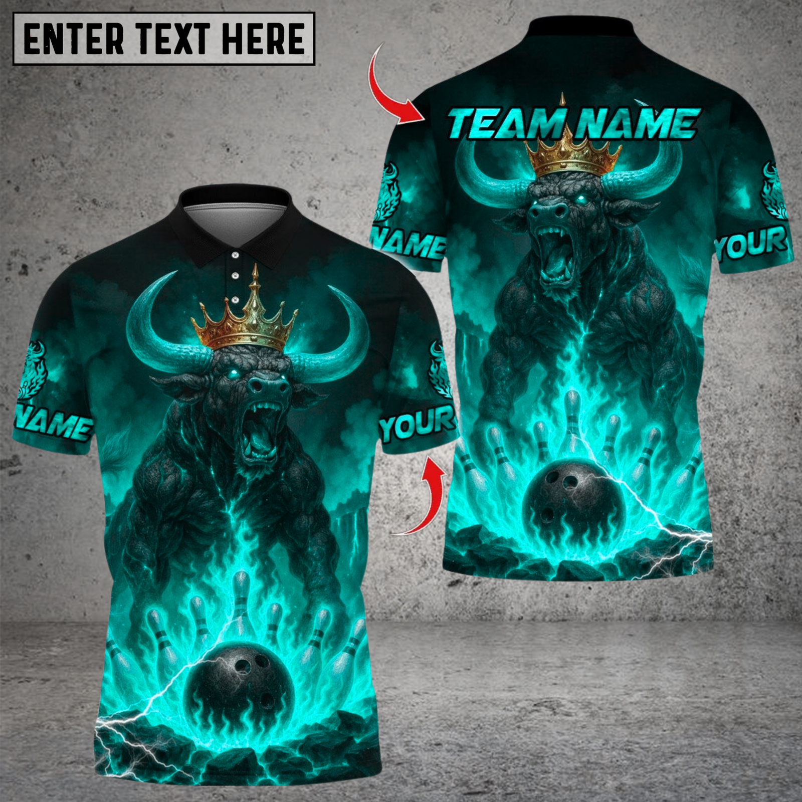 Blisscorners Bowling Flame King Bull Multicolor Customized Name Team Name 3D Shirts 6