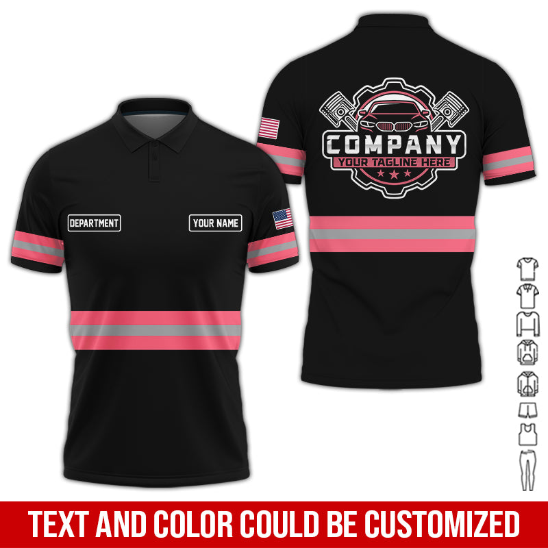Blisscorners Custom Mechanic Shirt, Gift for Car Lovers, Husband, or Boyfriend, Unisex Fit for Men and Women, Classic Neon Pink Shirt