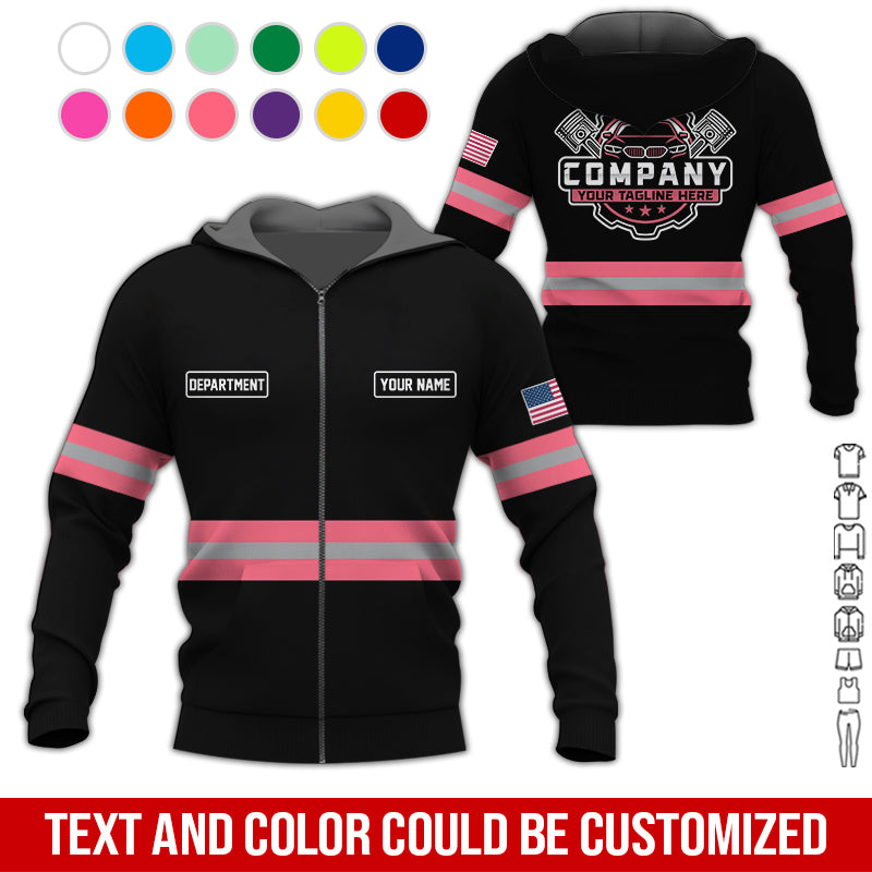 Blisscorners Custom Mechanic Shirt, Gift for Car Lovers, Husband, or Boyfriend, Unisex Fit for Men and Women, Classic Neon Pink Shirt