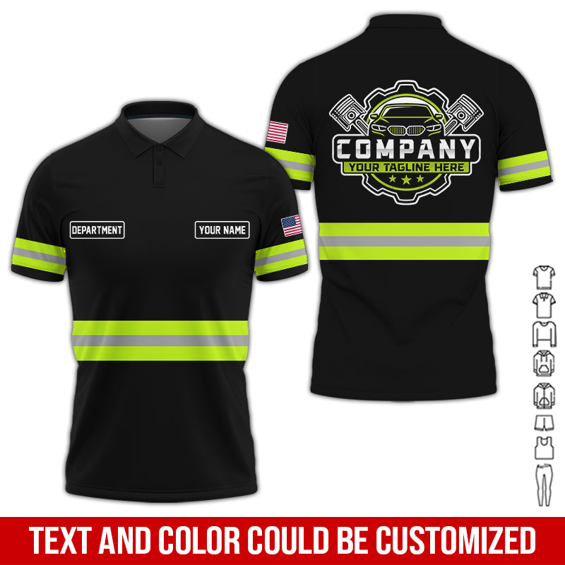 Blisscorners Custom Mechanic Shirt, Gift for Car Lovers, Husband, or Boyfriend, Unisex Fit for Men and Women, Classic Yellow Green Shirt