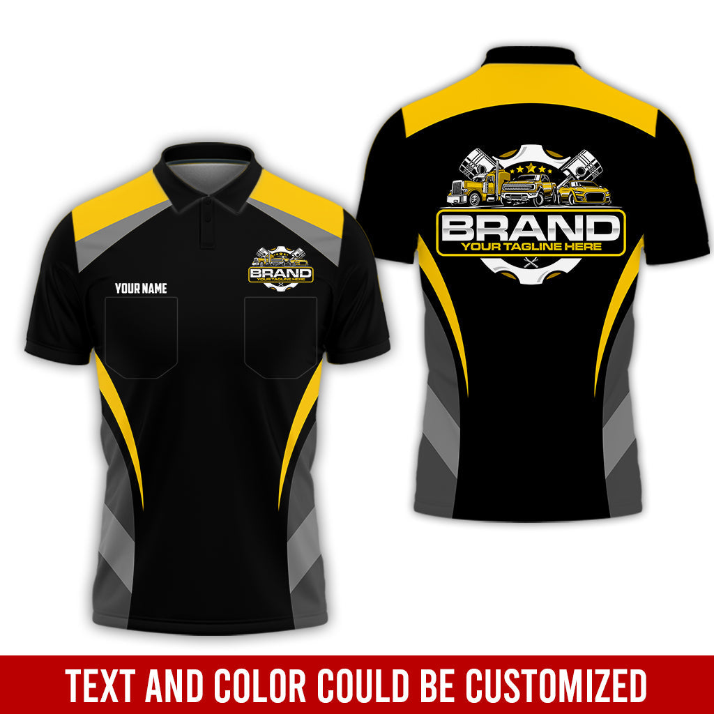 Blisscorners Best Custom Mechanic Shirt for Men, Printed Pocket Shirt, Perfect Gift for Car Guys, Diesel Techs, and Shop Crews, Unisex Yellow Mechanic Shirt