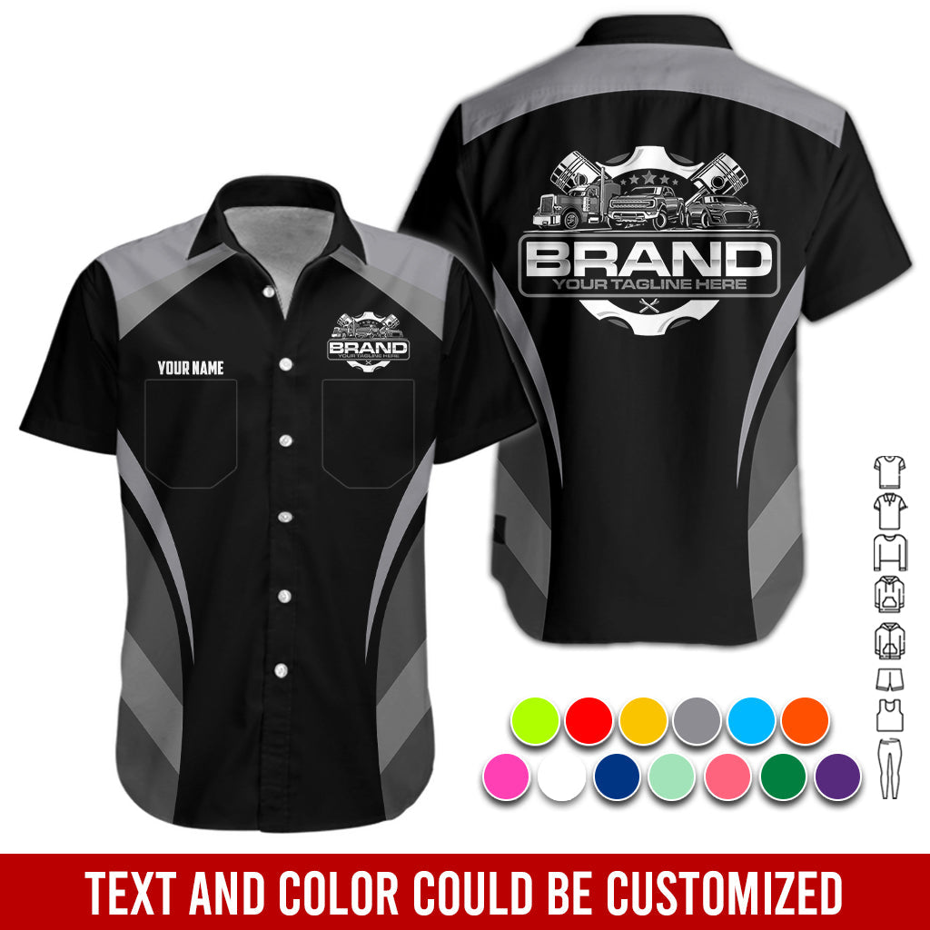 Blisscorners Best Custom Mechanic Shirt for Men, Printed Pocket Shirt, Perfect Gift for Car Guys, Diesel Techs, and Shop Crews, Unisex Grey Mechanic Shirt