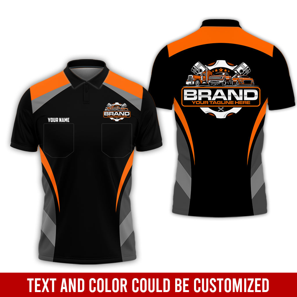 Blisscorners Best Custom Mechanic Shirt for Men, Printed Pocket Shirt, Perfect Gift for Car Guys, Diesel Techs, and Shop Crews, Unisex Orange Mechanic Shirt