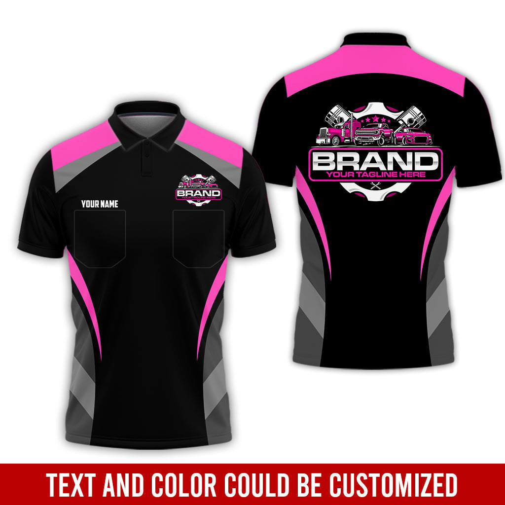 Blisscorners Best Custom Mechanic Shirt for Men, Printed Pocket Shirt, Perfect Gift for Car Guys, Diesel Techs, and Shop Crews, Unisex Pink Mechanic Shirt