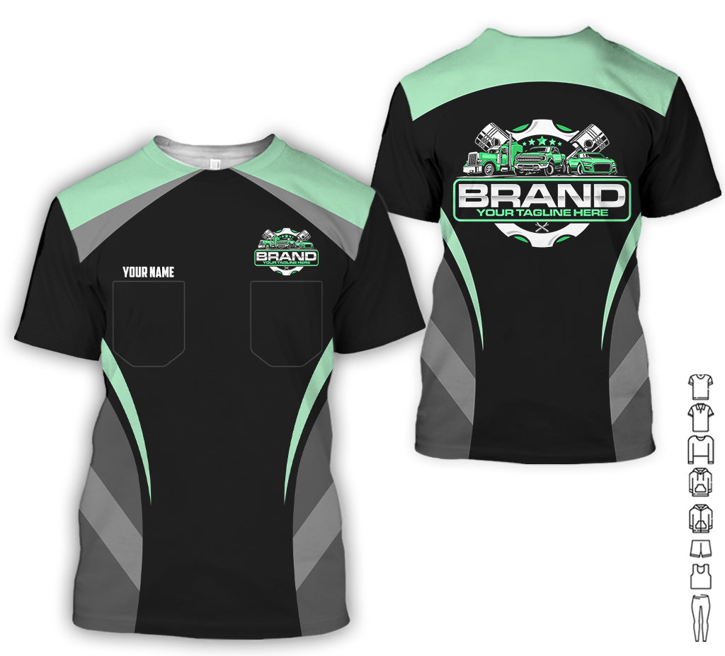 Blisscorners Best Custom Mechanic Shirt for Men, Perfect Gift for Car Guys, Diesel Techs, and Shop Crews, Unisex Seafoam Mechanic Shirt