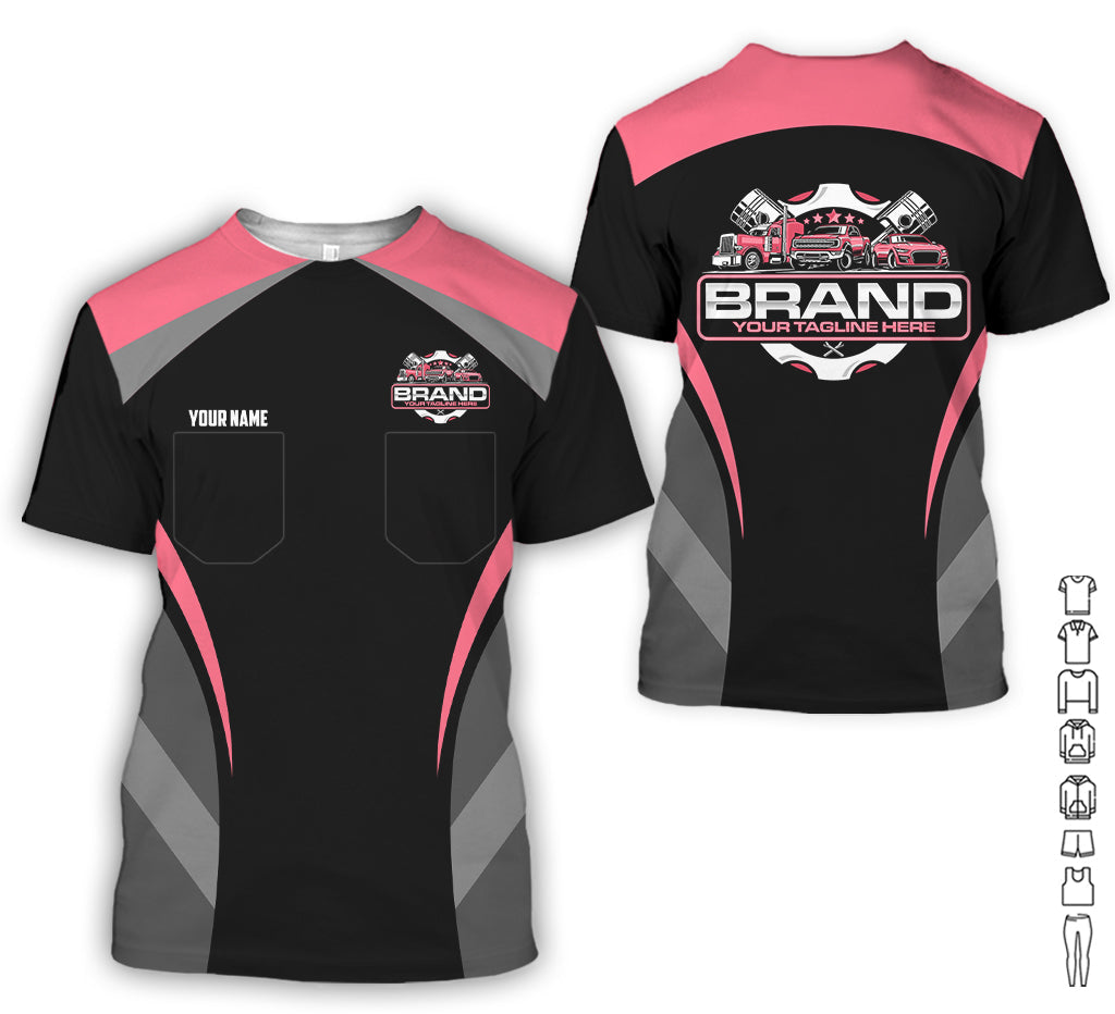 Blisscorners Best Custom Mechanic Shirt for Men, Perfect Gift for Car Guys, Diesel Techs, and Shop Crews, Unisex Neon Pink Mechanic Shirt