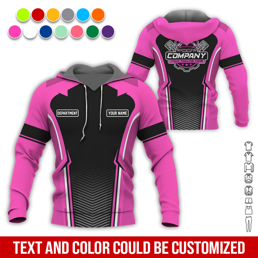Blisscorners Personalized Mechanic Uniform, Pink Shirt for Technicians, Comfortable Workwear for Men, Great Gift for Father’s Day, Birthday, or Husband