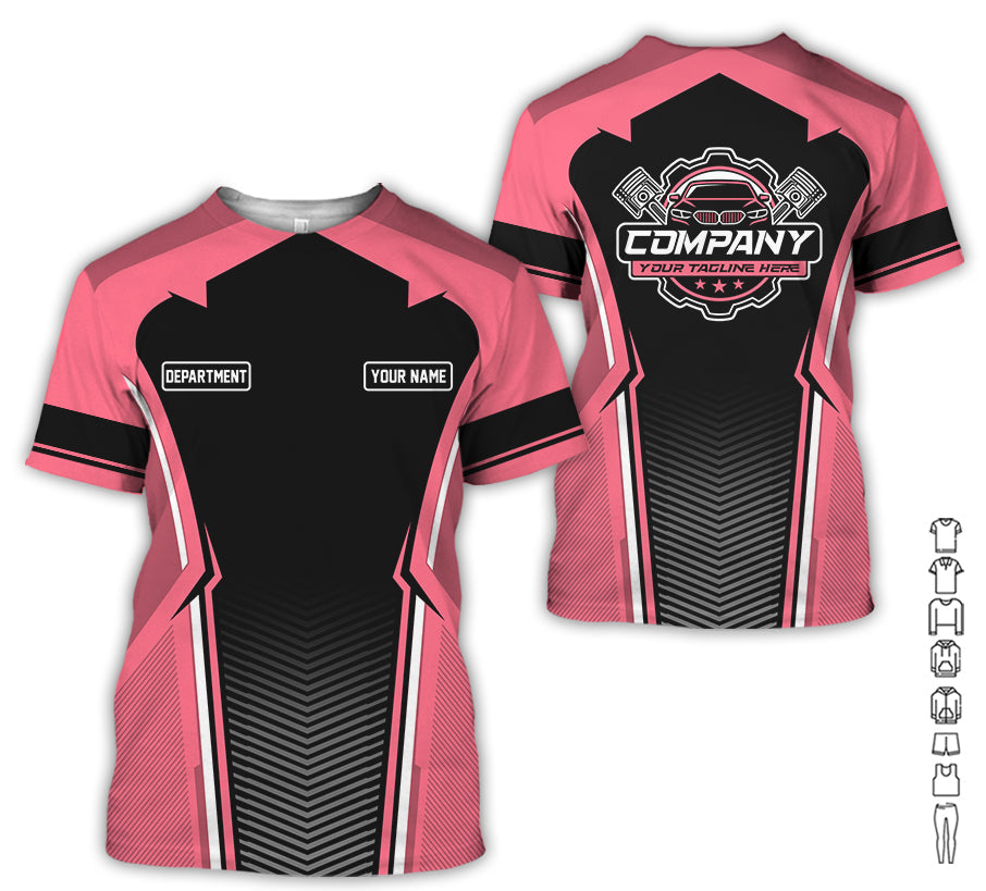 Blisscorners Personalized Mechanic Uniform, Neon Pink Shirt for Technicians, Comfortable Workwear for Men, Great Gift for Father’s Day, Birthday, or Husband
