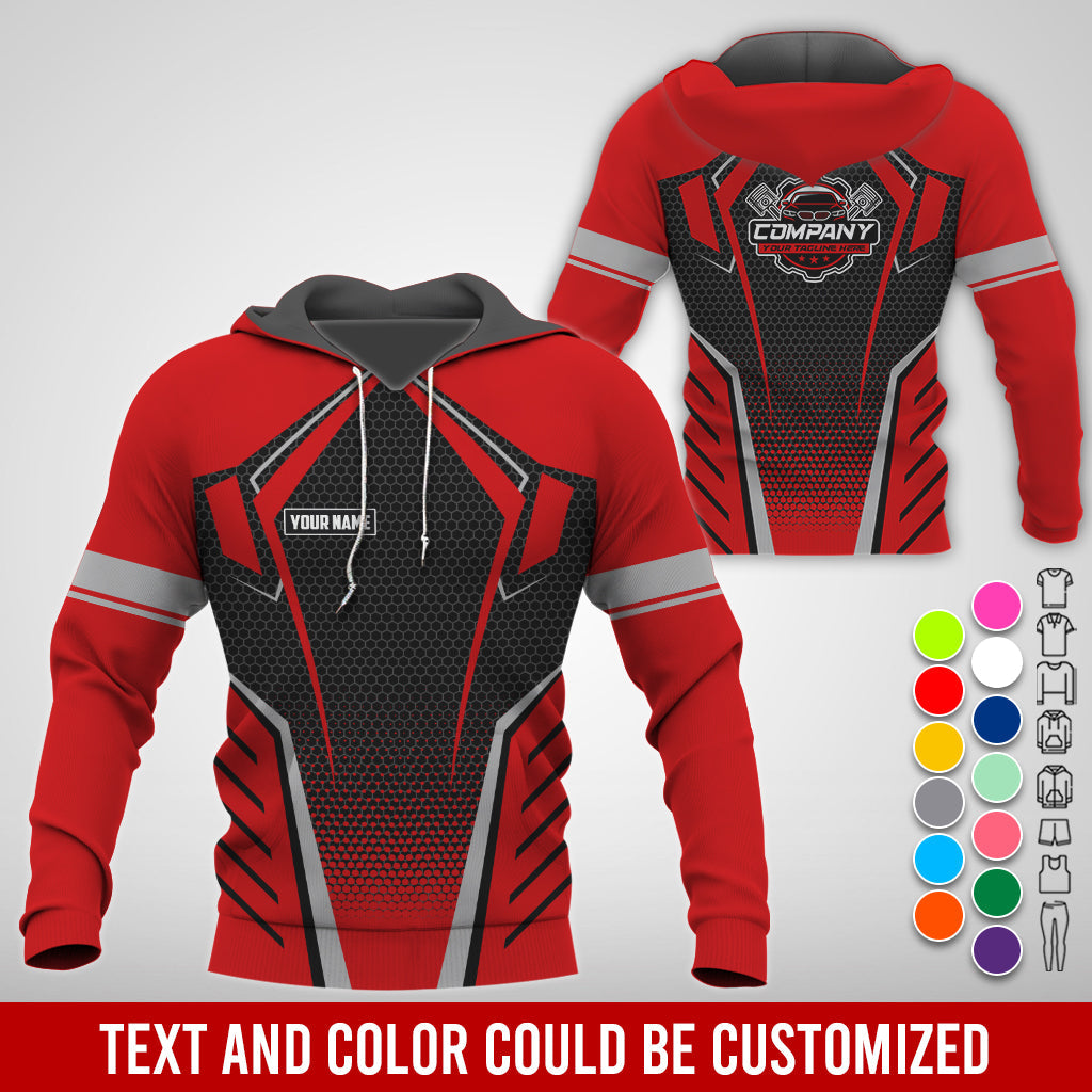 Blisscorners Custom Mechanic Work Shirt with Name, Gift for Technicians and Car Guys, Mechanic Shirt In Red, Sizes S to 5XL