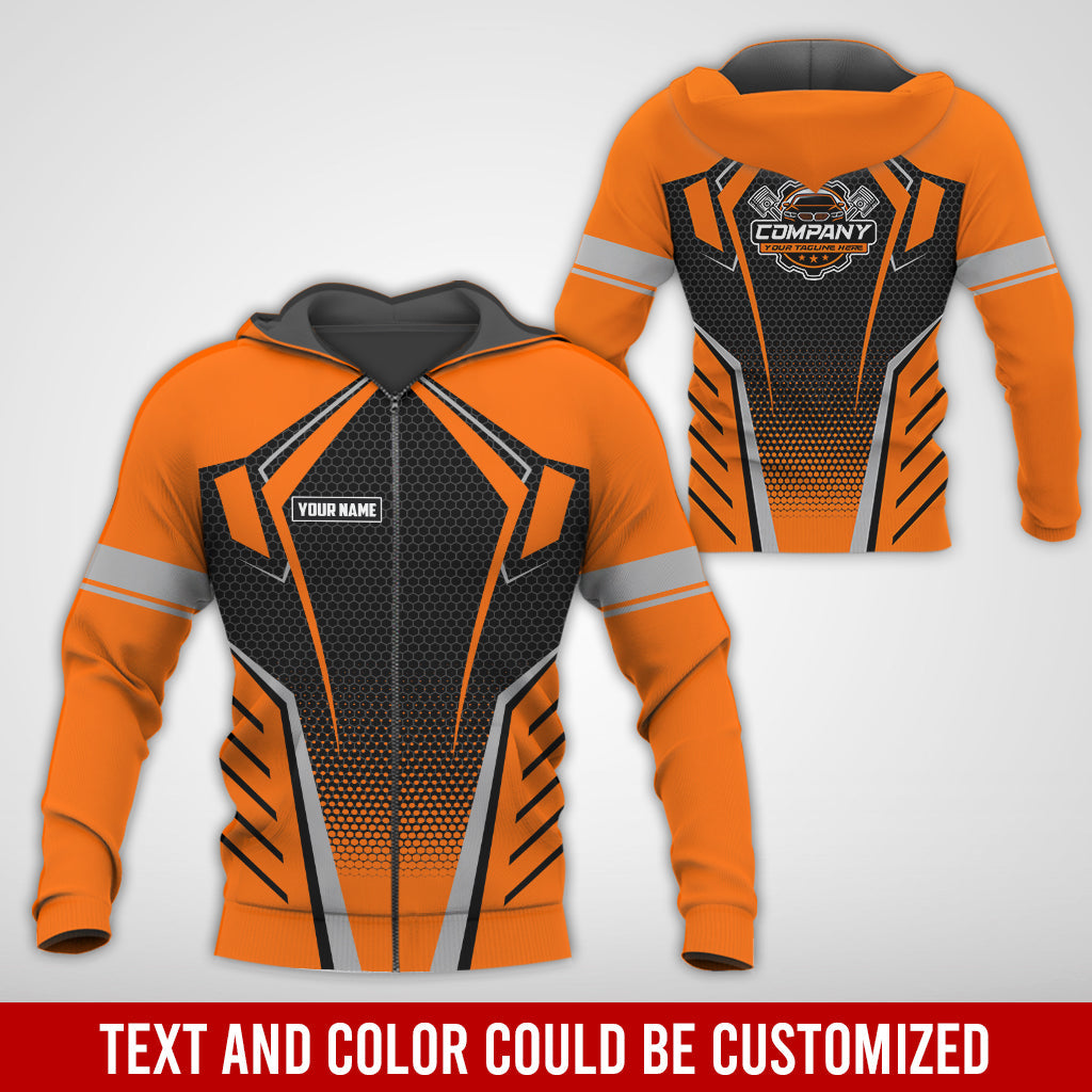 Blisscorners Custom Mechanic Work Shirt with Name, Gift for Technicians and Car Guys, Mechanic Shirt In Orange, Sizes S to 5XL
