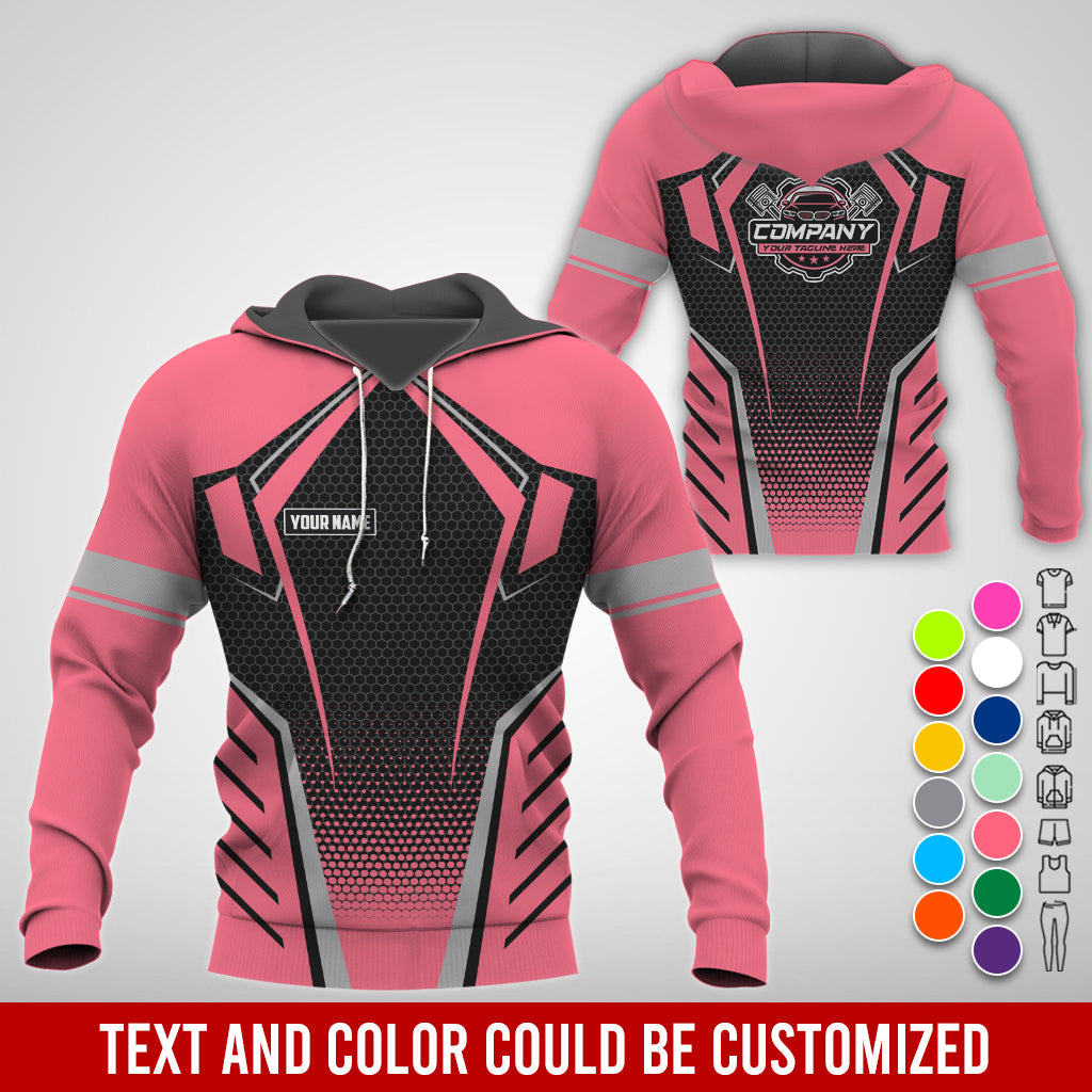 Blisscorners Custom Mechanic Work Shirt with Name, Gift for Technicians and Car Guys, Mechanic Shirt In Neon Pink, Sizes S to 5XL