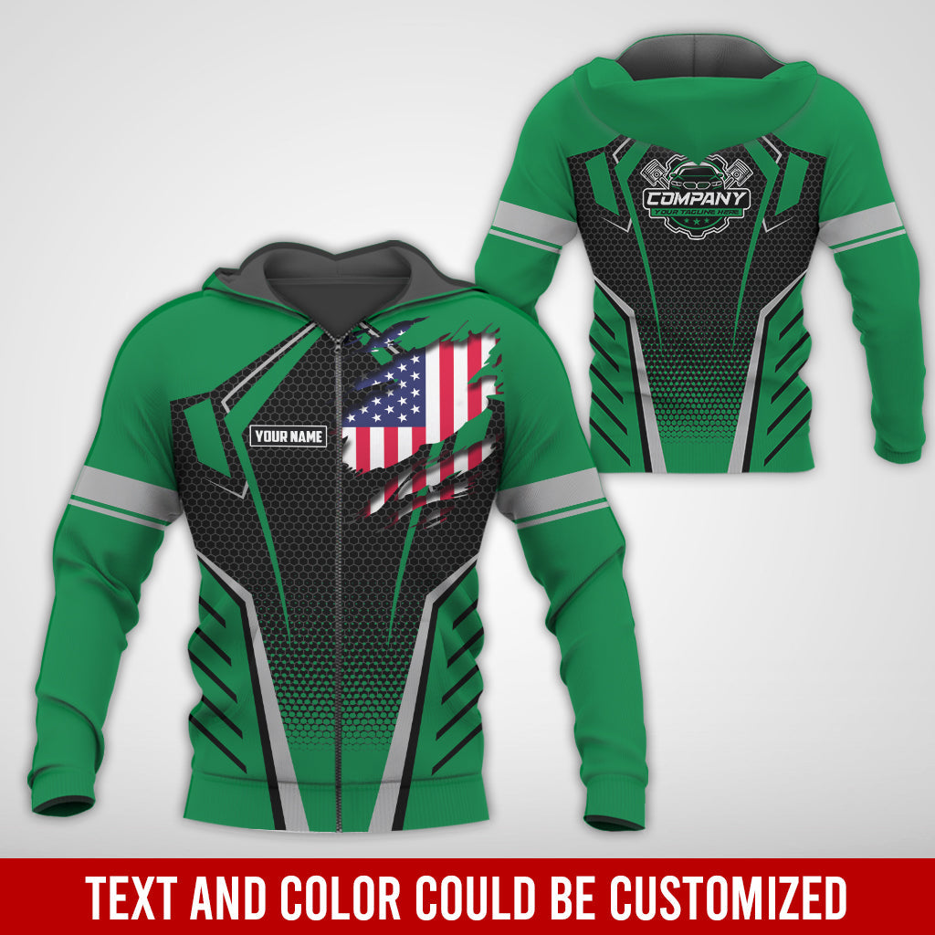 Blisscorners Custom Mechanic Shirt with Name, Green Garage Uniform, Gift for Car Guys & Technicians, Comfortable Daily Fit, Perfect Garage Apparel