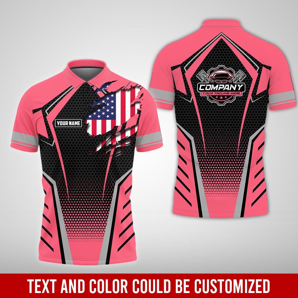 Blisscorners Custom Mechanic Shirt with Name, Neon Pink Garage Uniform, Gift for Car Guys & Technicians, Comfortable Daily Fit, Perfect Garage Apparel
