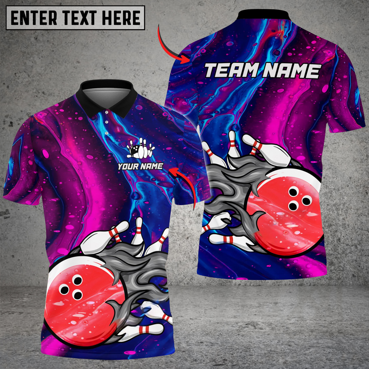 Blisscorners Bowling And Pins Galaxy Flame Customized Name, Team Name 3D Shirt5