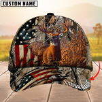 Blisscorners Deer Hunting American Flag Camouflage Pattern Multicolor Personalized Name 3D Cap