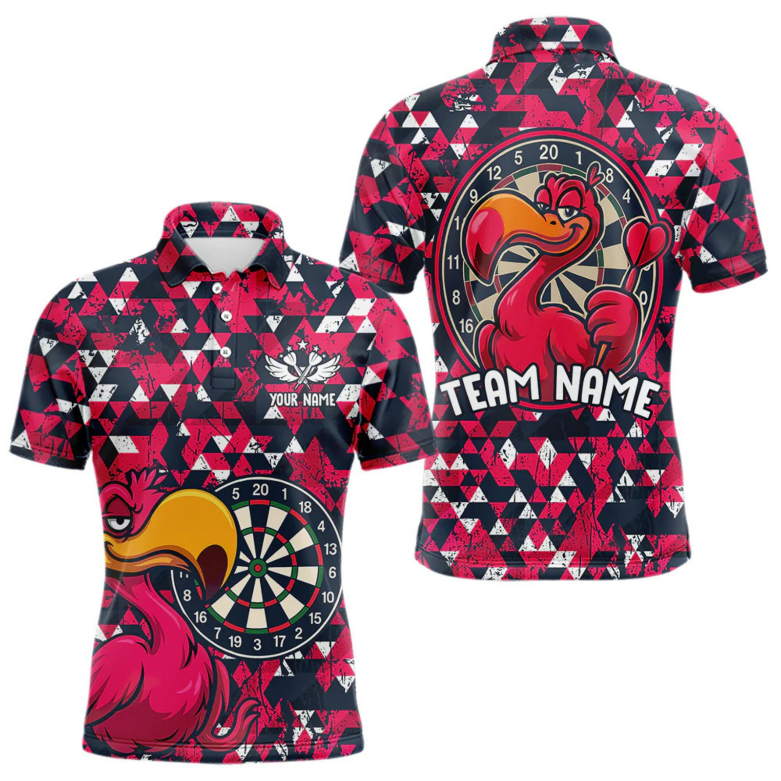 Blisscorners Funny Geometric Grunge Flamingo Dart Shirts For Men Custom Darts Jerseys Outfits, Darts Gifts LM0705