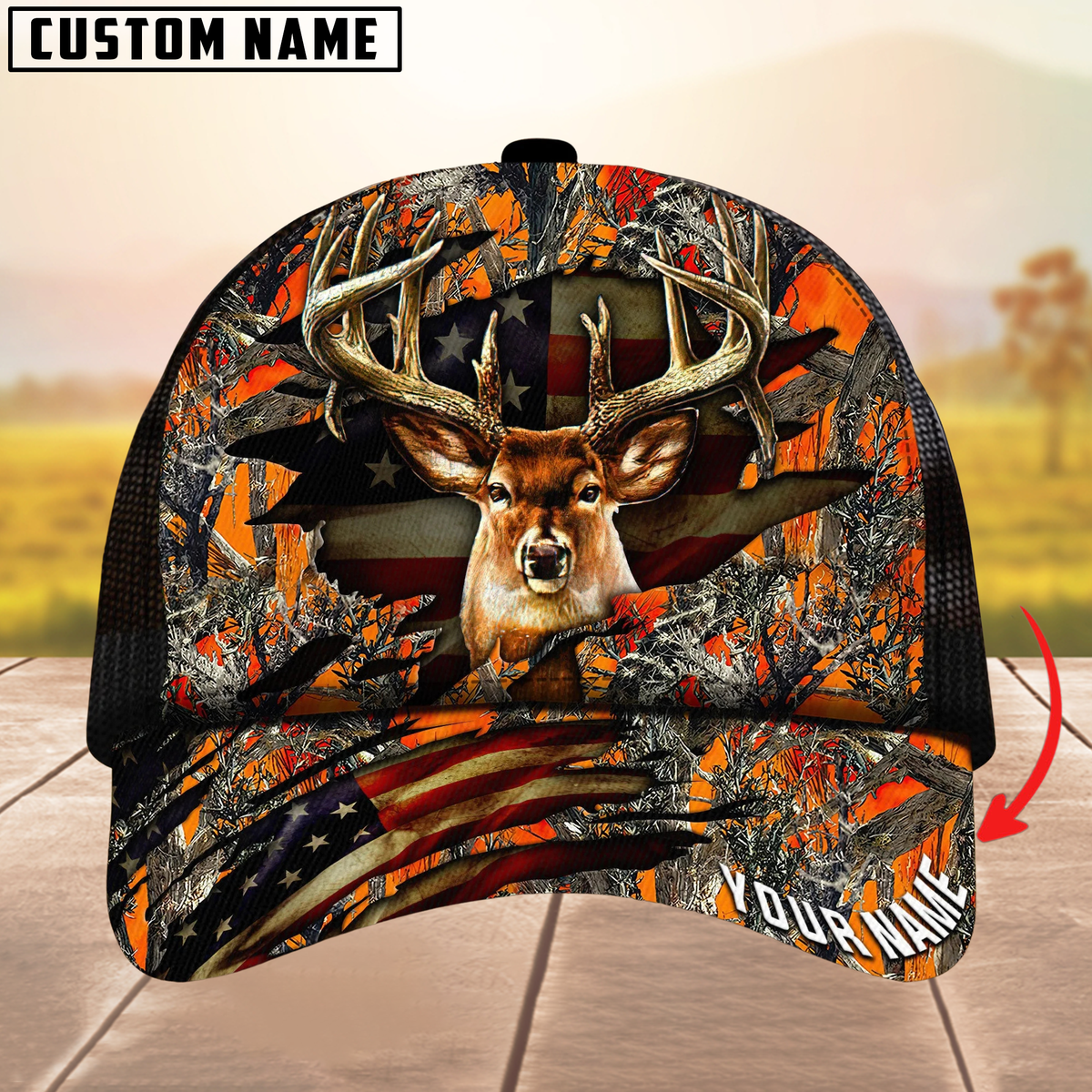Blisscorners Premium Florapunk S21 Deer Hunting Trucker Camouflage Pattern Multicolor Personalized Name 3D Cap