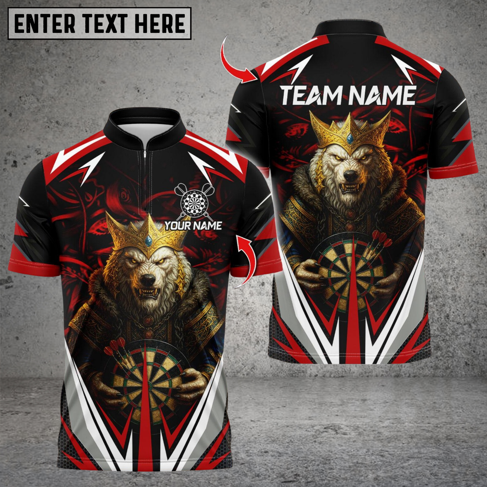 Blisscorners Darts Wolf King Royal Multicolor Customized Name, Team Name 3D Shirts
