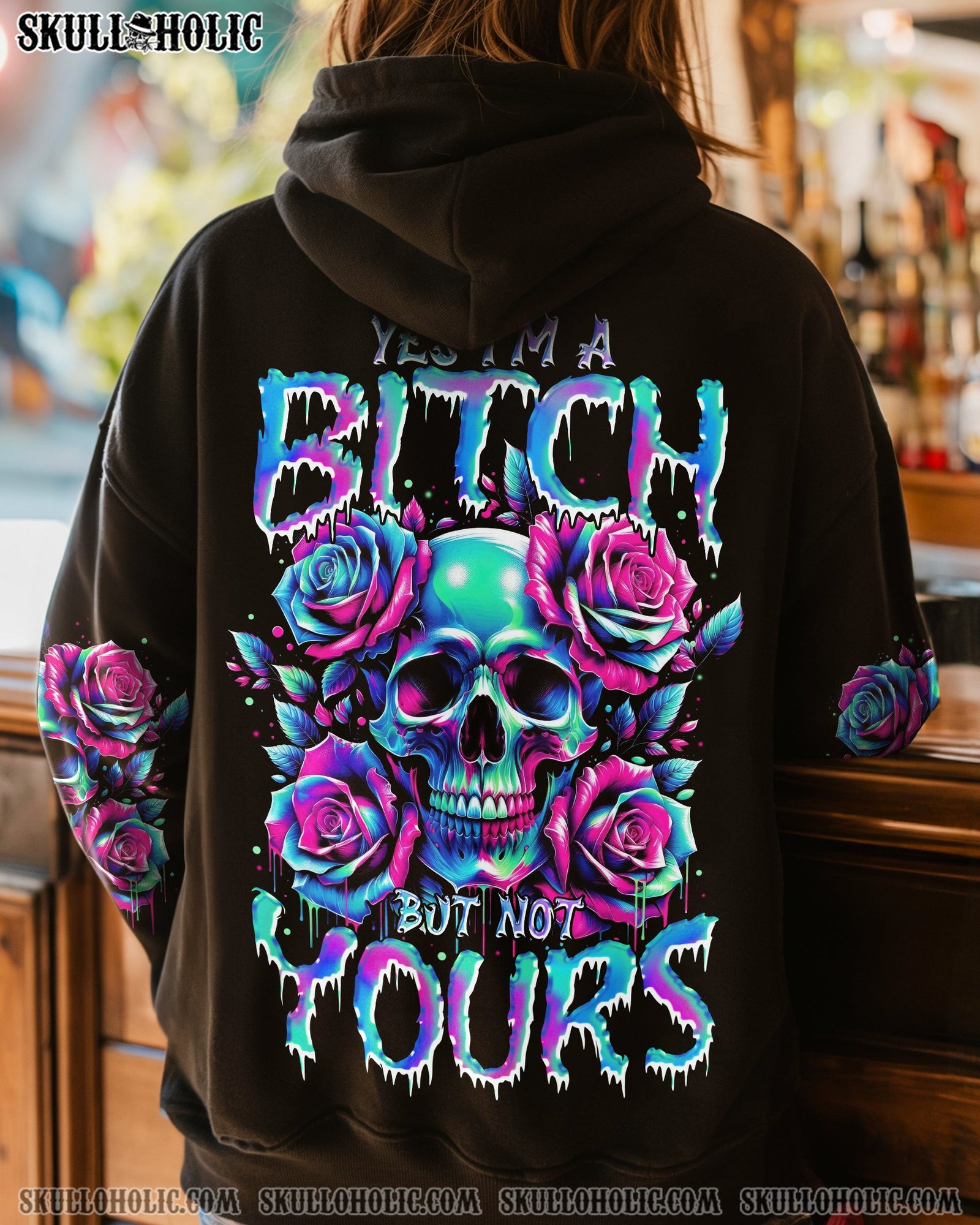 BLISSCORNERS YES I'M A B BUT NOT YOURS SKULL ROSE ALL OVER PRINT