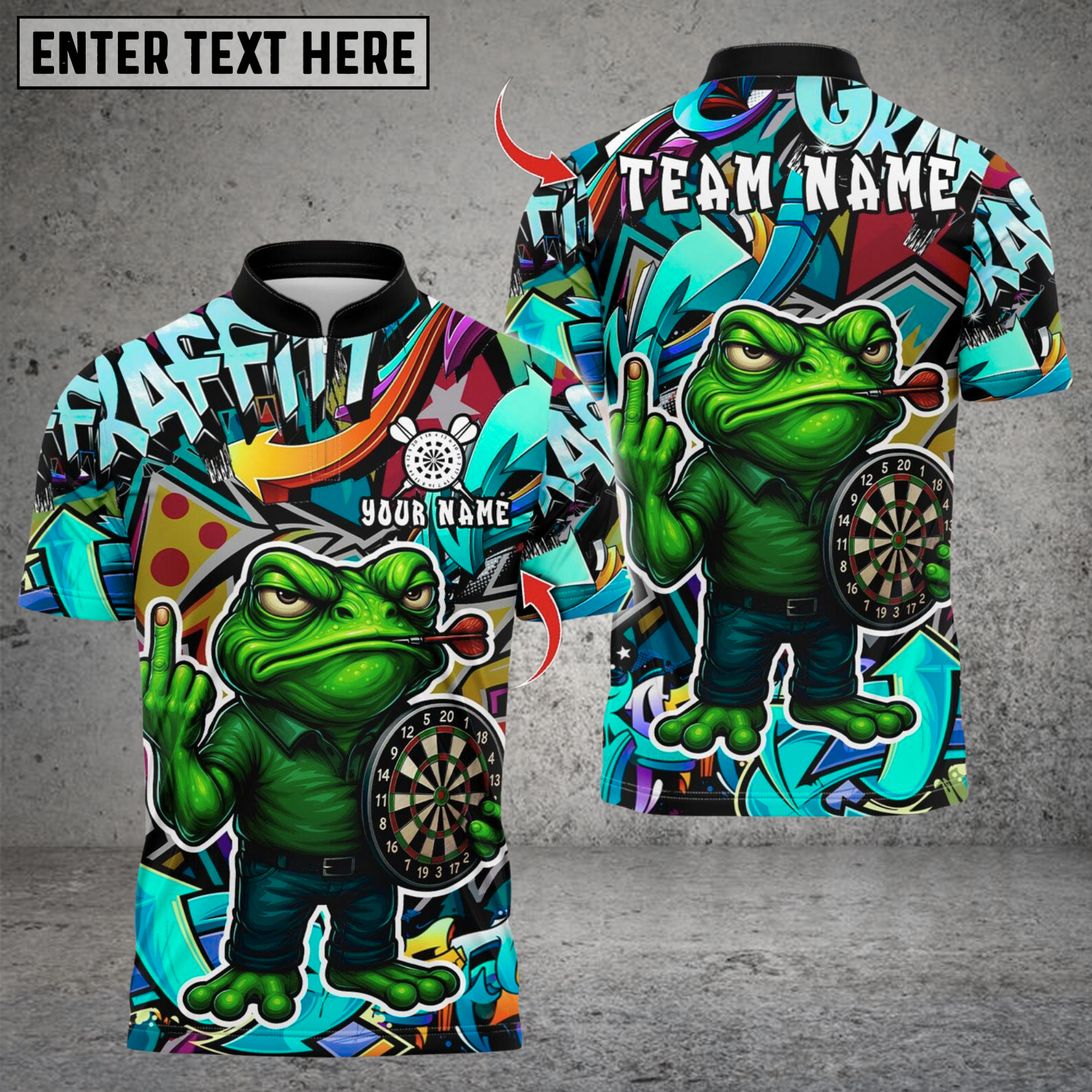 Blisscorners Darts Cartoon Offended Frog Dartboard Multicolor Customized Name, Team Name 3D Shirts