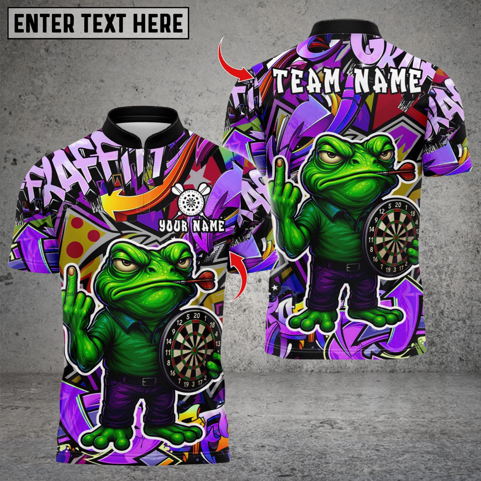 Blisscorners Darts Cartoon Offended Frog Dartboard Multicolor Customized Name, Team Name 3D Shirts