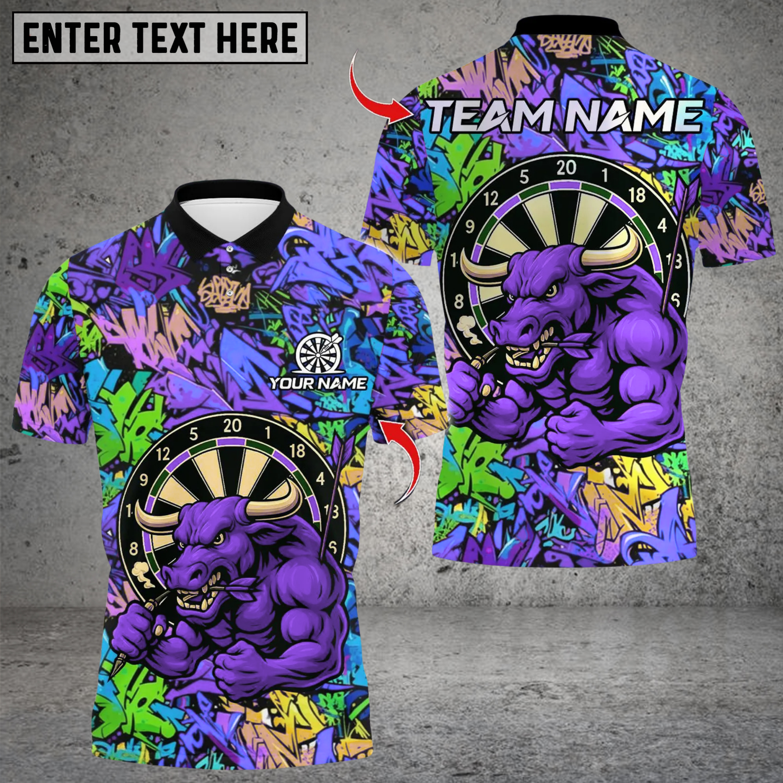 Blisscorners Darts Muscle Bull With Dartboard Multicolor Customized Name, Team Name 3D Shirts