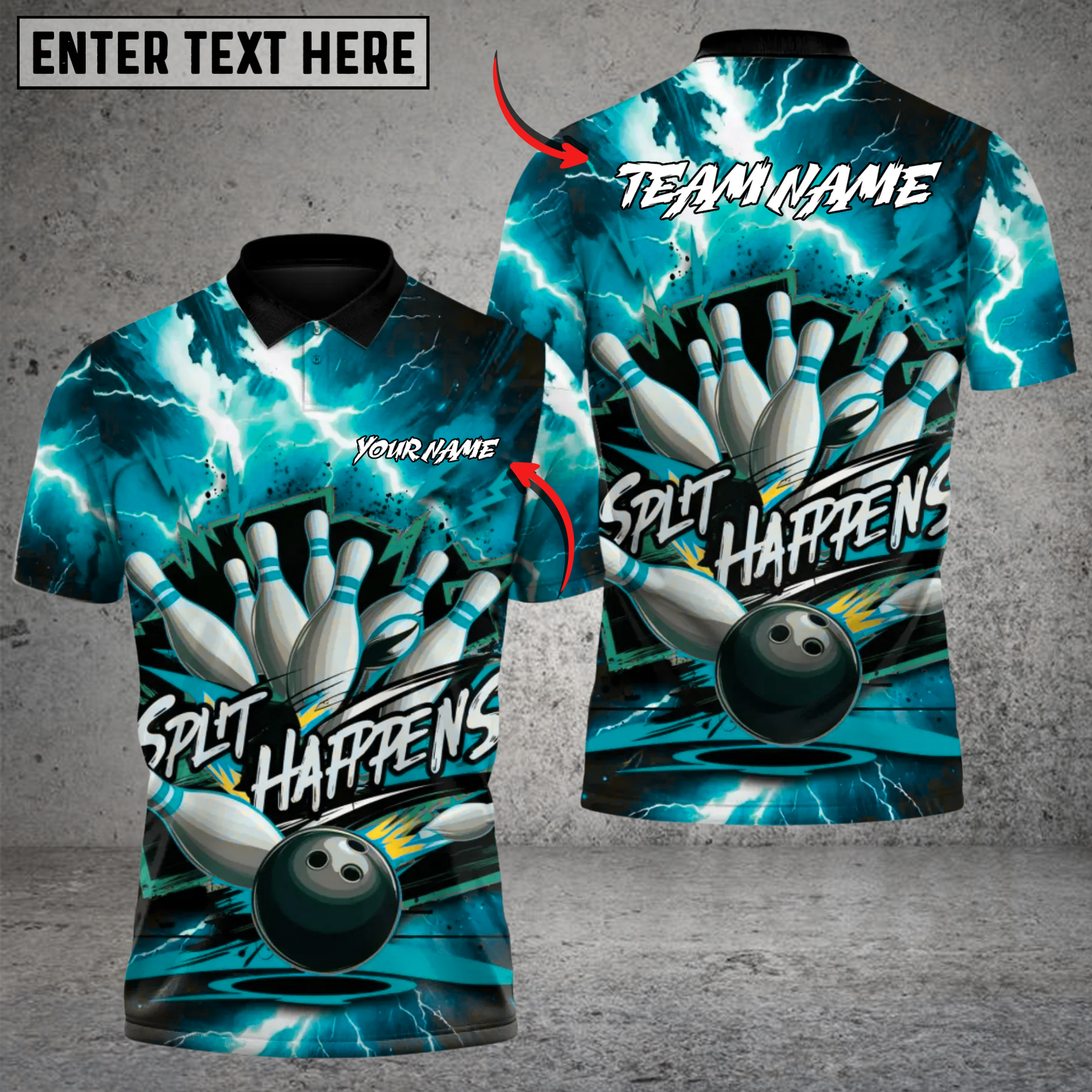 Blisscorners Bowling Thunder Split Multicolor Customized Name, Team Name 3D Shirts