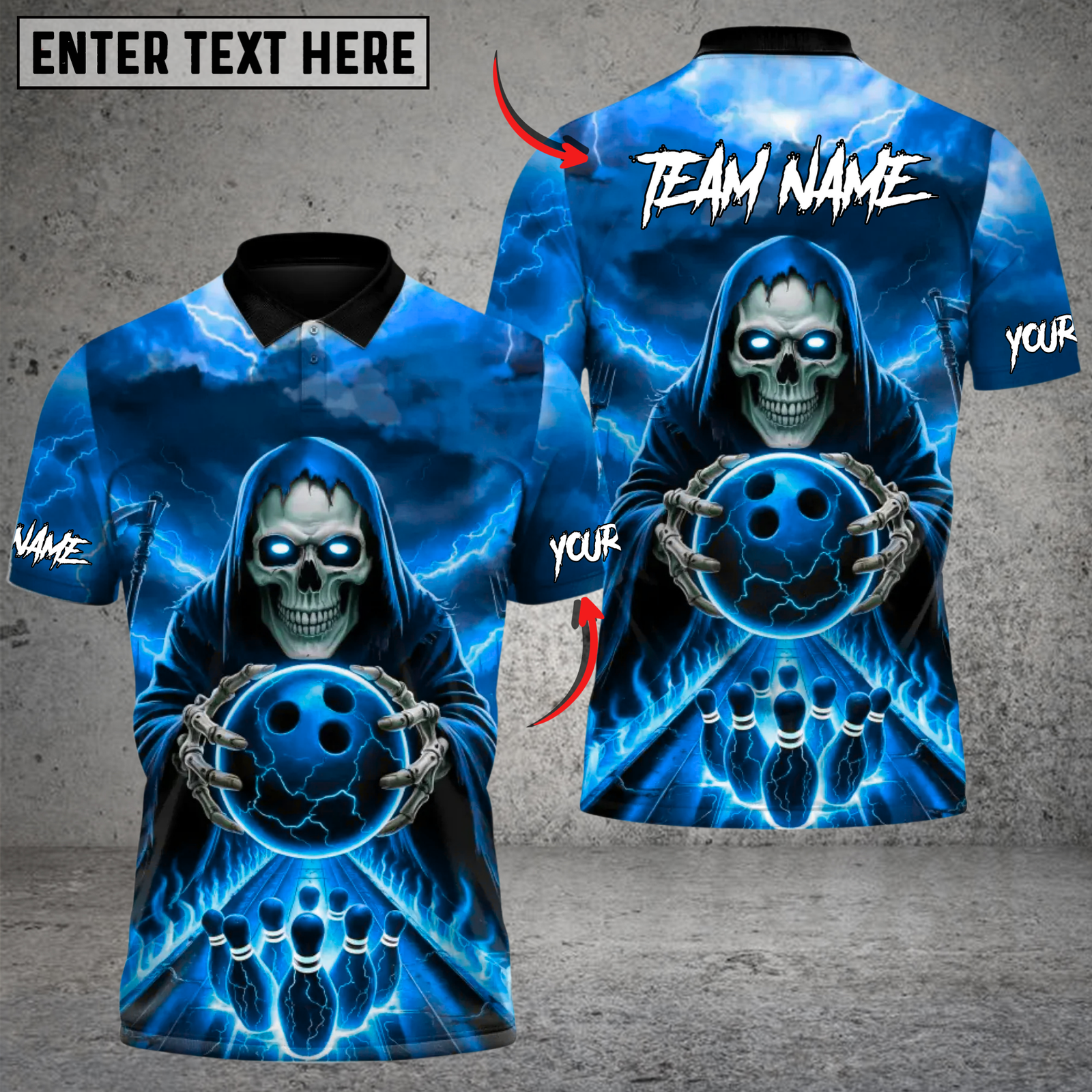 Blisscorners Bowling Hellfire Strike Multicolor Customized Name, Team Name 3D Shirts