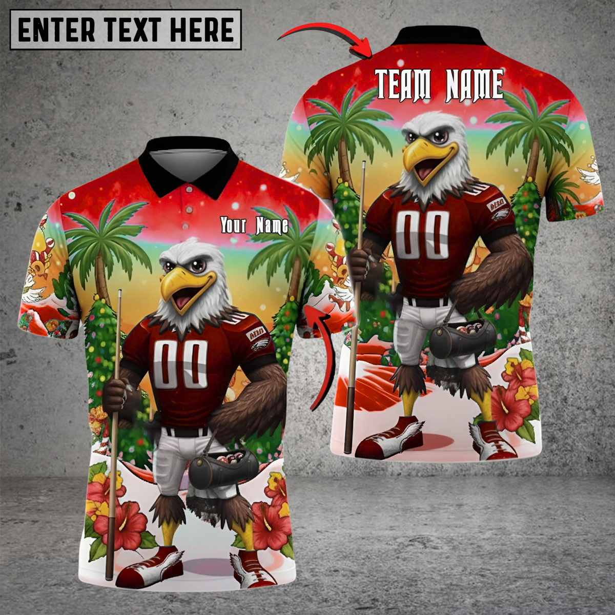 Blisscorners Billiard Bald Eagle Gridiron Champion Multicolor Customized Name, Team Name 3D Shirt