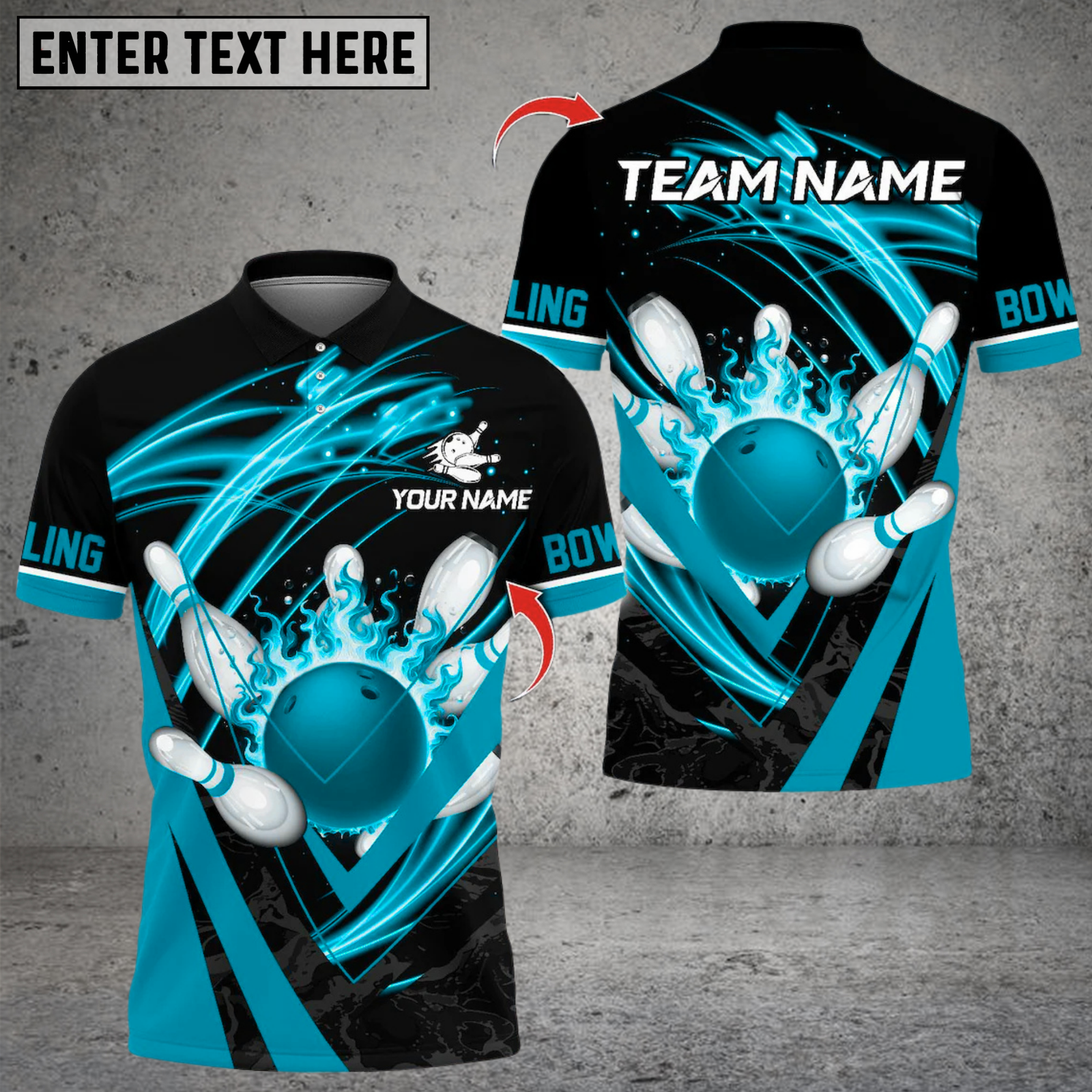 Blisscorners Flame Strike Bowling Multicolor Customized Name, Team Name 3D Shirts 96