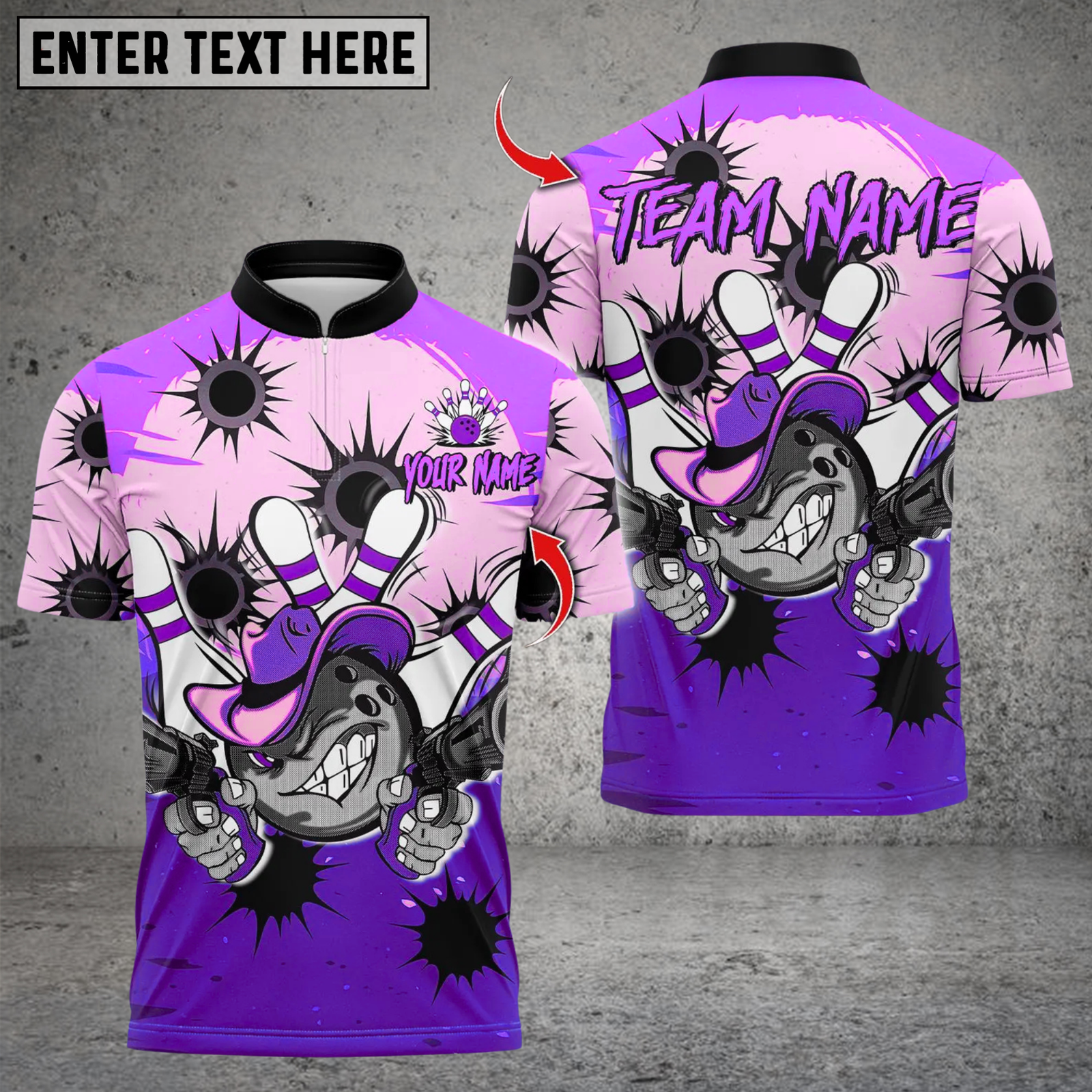 Blisscorners Bowling Cowboy Bowling With Bullet Holes Multicolor Customized Name, Team Name 3D Shirts