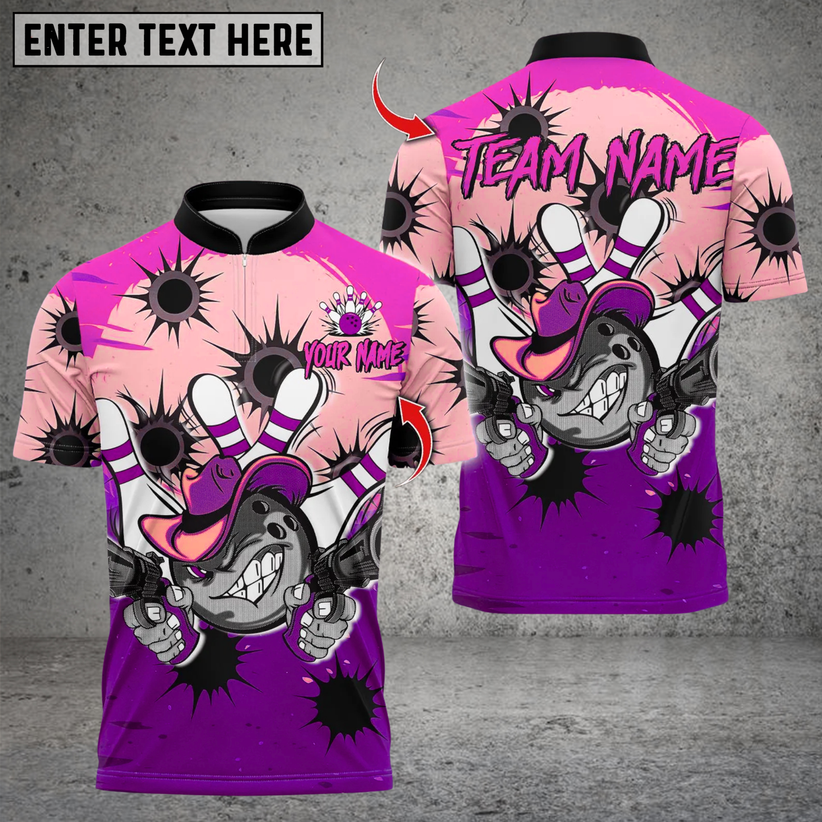 Blisscorners Bowling Cowboy Bowling With Bullet Holes Multicolor Customized Name, Team Name 3D Shirts