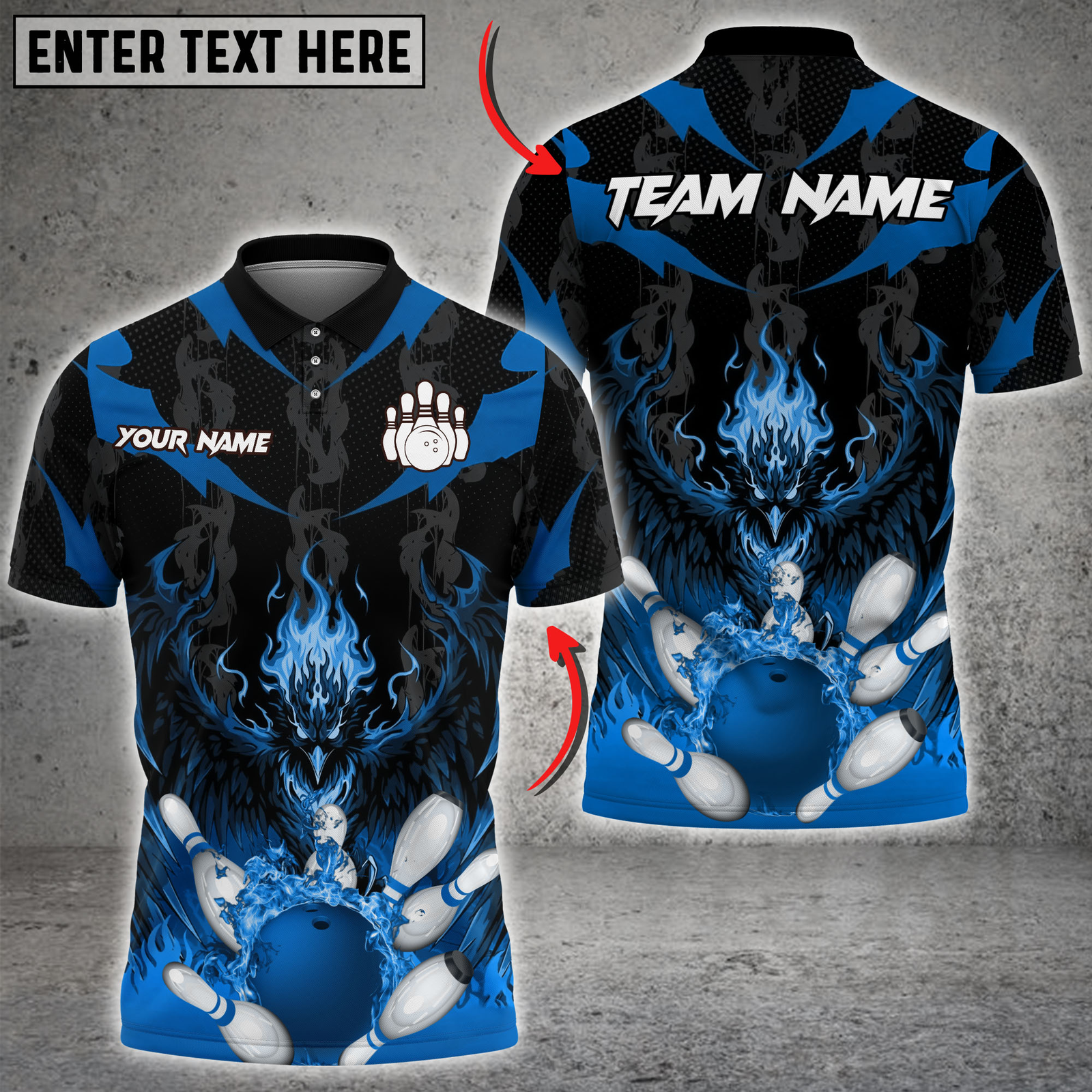Blisscorners Bowling Fire Dragon Pins Explosion Multicolor Customized Name, Team Name 3D Shirts