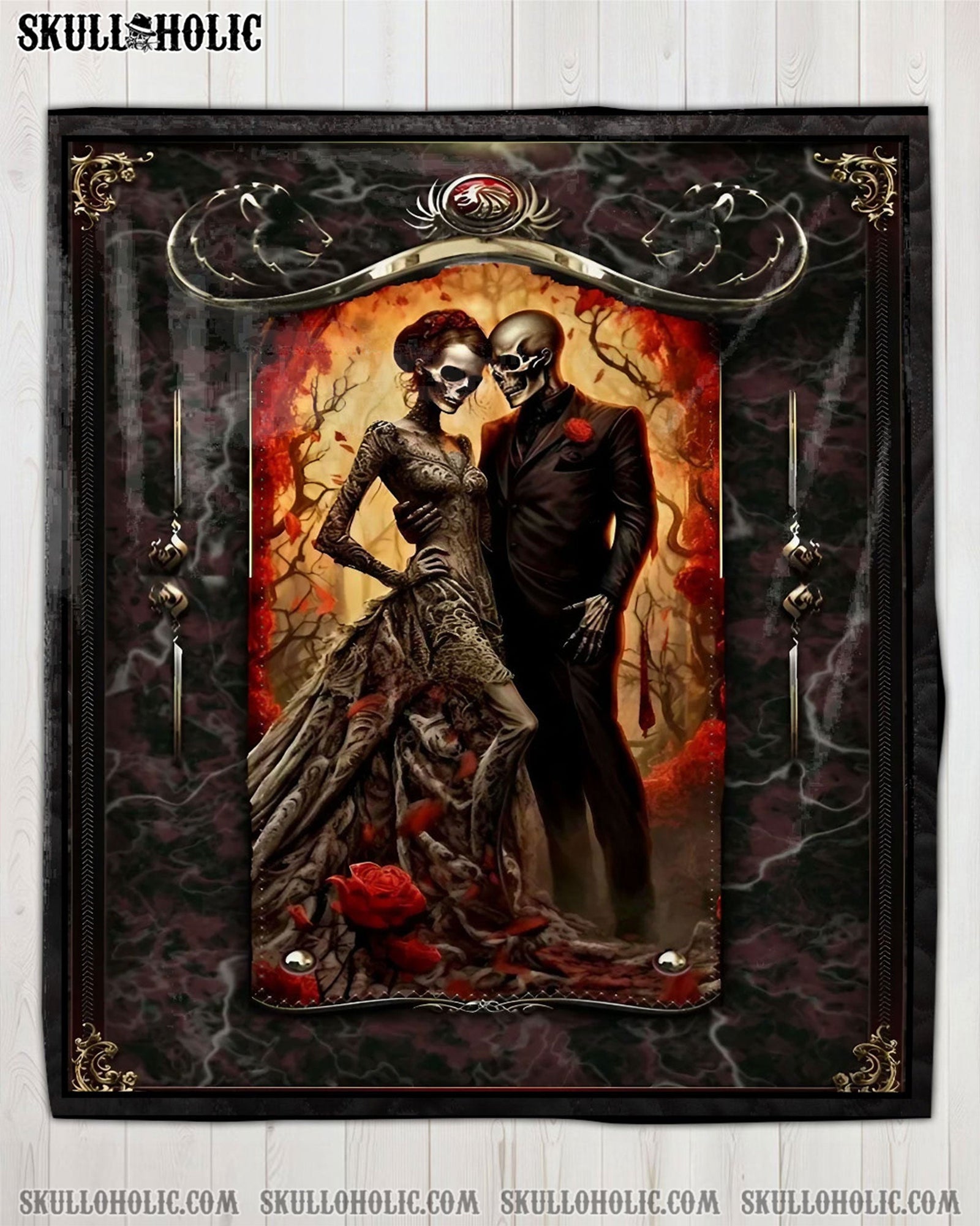 BLISSCORNERS PERSONALIZED SKULL COUPLE FLEECE BLANKET