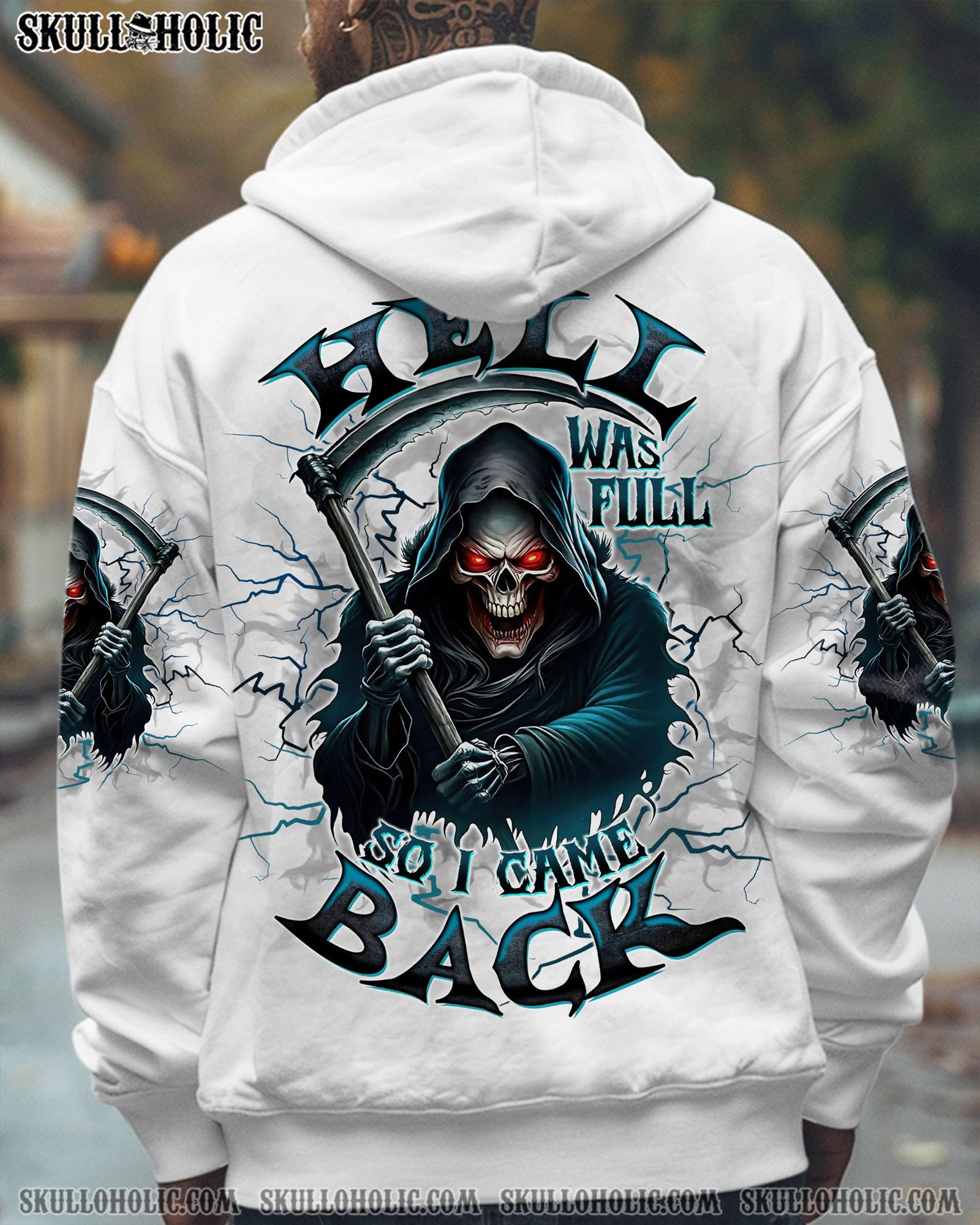 BLISSCORNERS HELL WAS FULL SO I CAME BACK REAPER SKULL ALL OVER PRINT