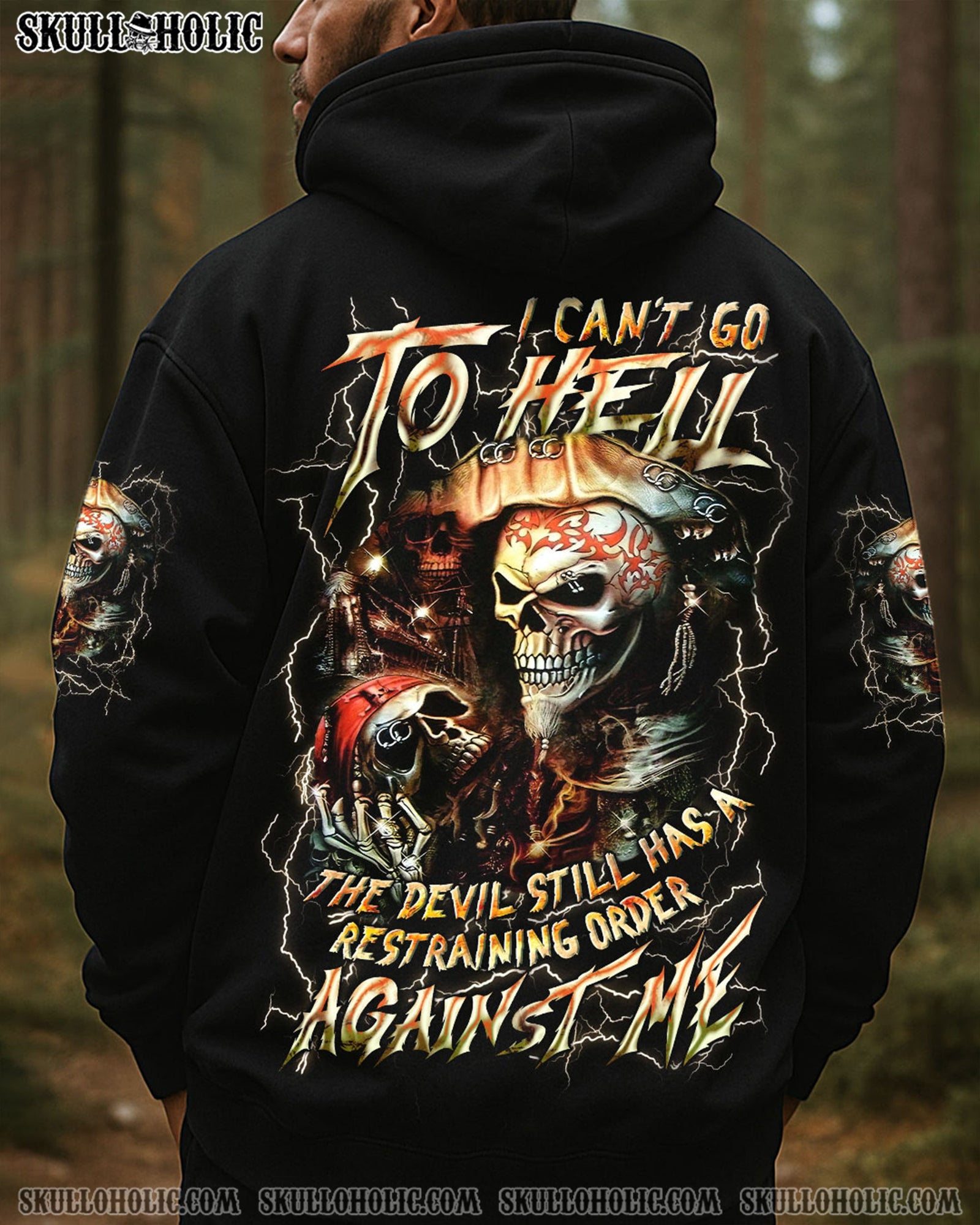 BLISSCORNERS I CAN'T GO TO HELL PIRATE SKULL ALL OVER PRINT