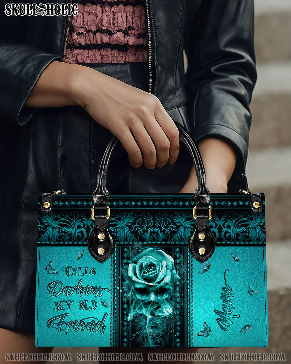 BLISSCORNERS HELLO DARKNESS MY OLD FRIEND LEATHER HANDBAG