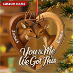 Blisscorners Personalized Couples Deer Christmas Ornament, Custom Heart “You and Me We Got Thisâ€, Custom Name Buck and Doe Gift for Boyfriend Girlfriend