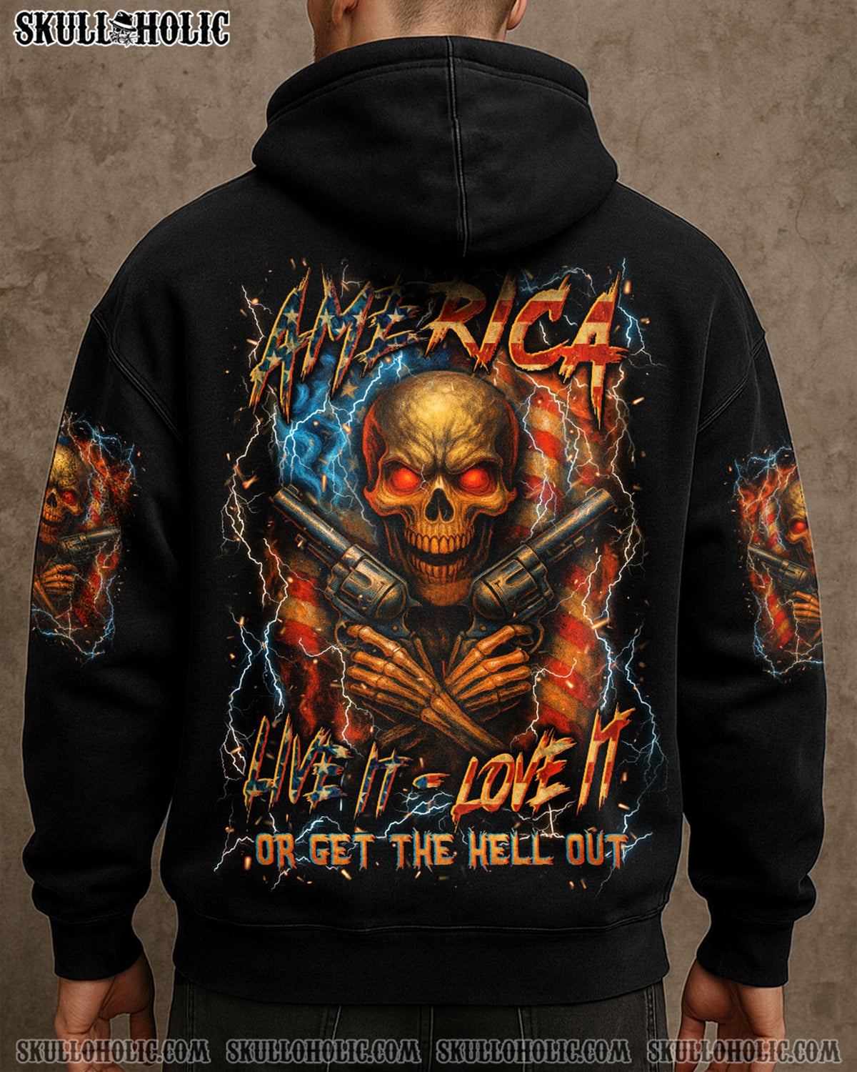 BLISSCORNERS AMERICA LIVE IT LOVE IT OR GET THE HELL OUT ALL OVER PRINT