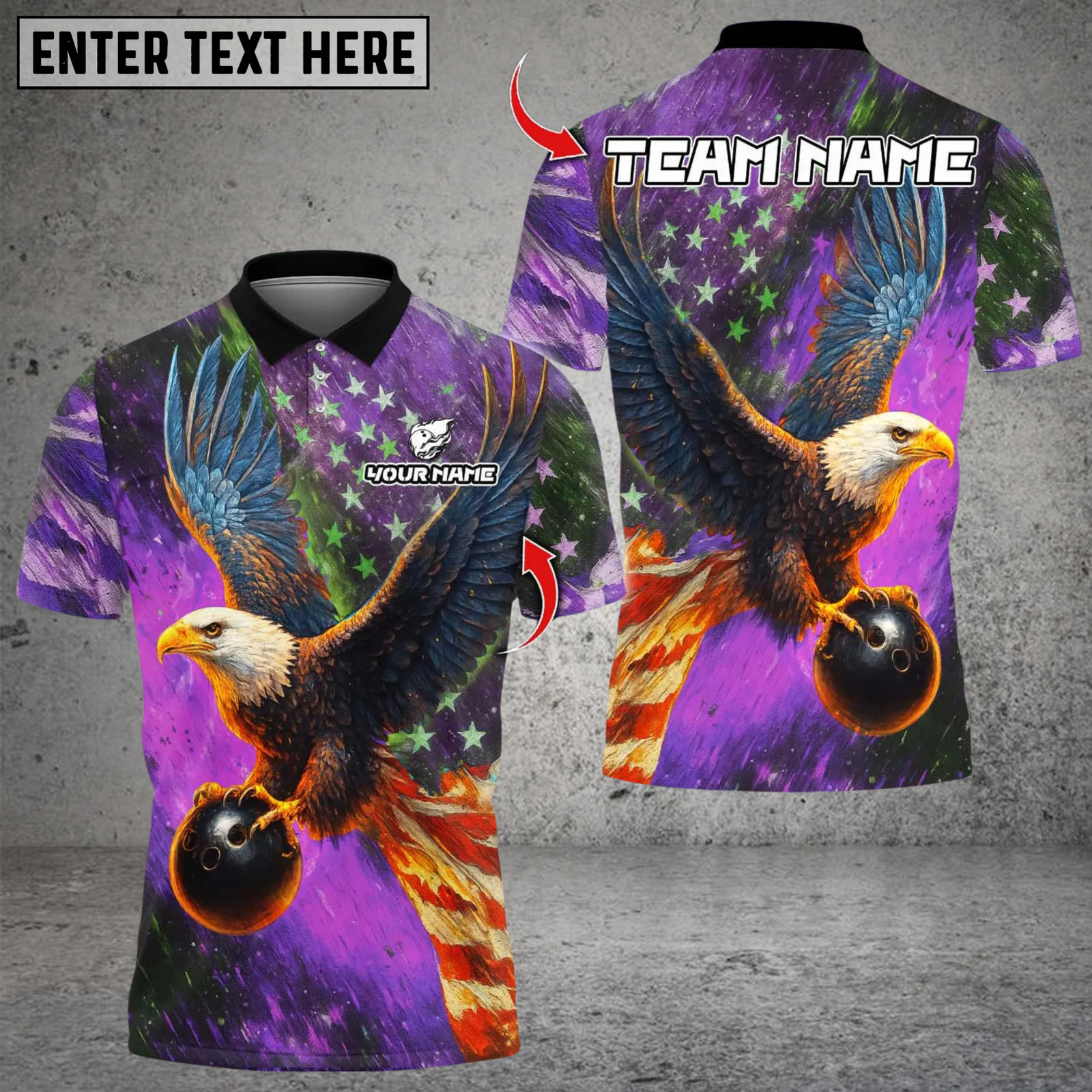 Blisscorners Bowling Sky Eagle US Flag Multicolor Customized Name, Team Name 3D Shirts
