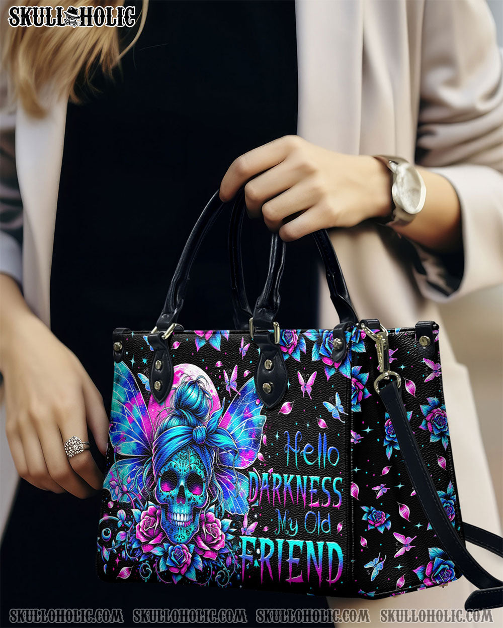 BLISSCORNERS HELLO DARKNESS MY OLD FRIEND LEATHER HANDBAG