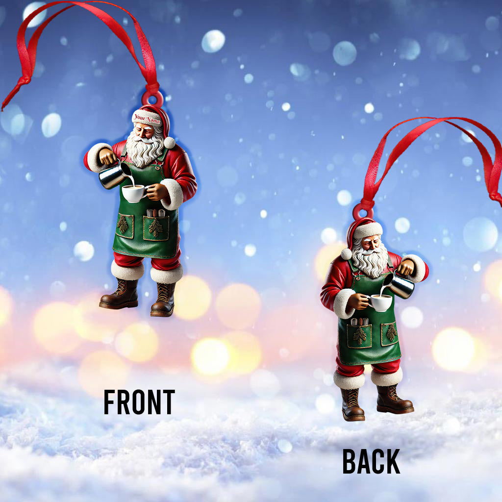 Blisscorners Custom Name Santa Bartender Ornament, Home Decor Christmas Gift2D Flat LM2211